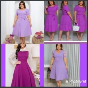 Vestido mais vendido moda evangélica plus size premium luxo roxo lilás manga longa princesa tule fardamento evangélico