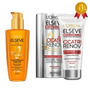 Kit oleo extraordinario elseve 100ml + leave in cicatri renov 50ml reparação total (loreal)