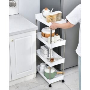 Armário carrinho organizador multiuso com 4 camadas rodinhas cozinha banheiro quarto lavanderia