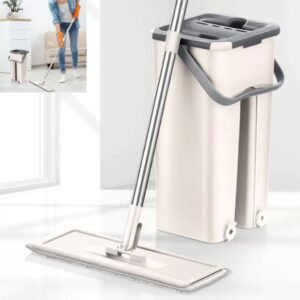 Flat mop 2 refis esfregão com balde rodo mágico lava seca tira pó