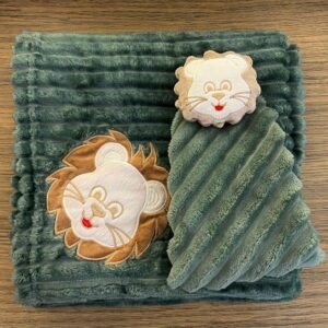 Kit 2 peças cobertor com naninha para bebê anti-alérgico bordado masculino e feminino