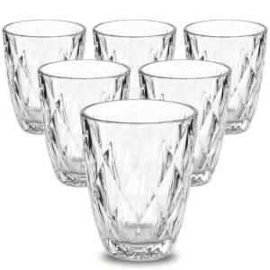 Jogo 6 copos diamond 300ml vidro grosso diamante luxo