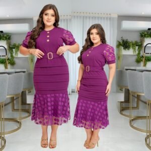 Vestido feminino midi tubinho social manga curta moda evangelica com cinto plus size para congresso