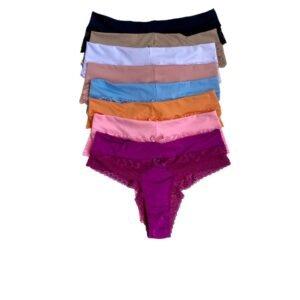 Kit c/ 5 calcinha joice cós duplo fio dental com renda sexy forro de algodão