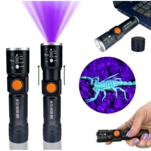 Lanterna led potente luz ultravioleta negra uv t6 escorpião