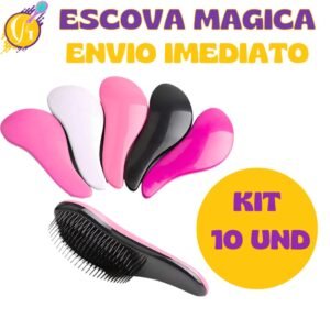 Kit 10 - escovas mágicas pra cabelo anti frizz de desembaraçar glamour feminino