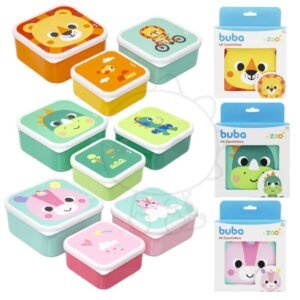 Kit 3 potes buba bubazoo potinhos lanceira lanche infantil potinho