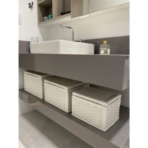 Kit baús organizadores multiuso em fibra sintética - p/m/g