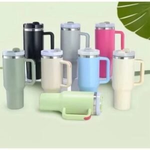 Térmico copo inox alça flip straw com canudo de metal 1200ml