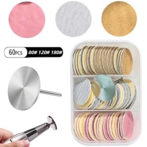 Kit suporte broca mais lixas caixinha com 60 adesiva 2.35mm para micro motor