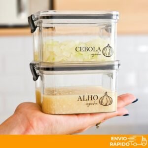 Potes herméticos geladeira | porta-alho, porta-cebola 460ml/950ml - porta mantimentos