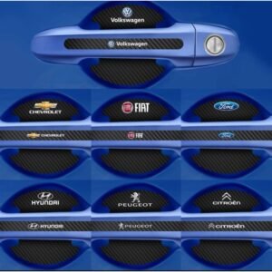 Kit 8 peças adesivo protetor maçaneta de porta efeito fibra carbono carro anti arranhões