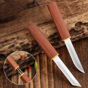 Canivete conjunto de 2 portatil saque rápido afiado pesca cozinha faca frutas