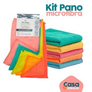 Kit 5 panos microfibra p/ limpeza multiuso limpa vidro pia pano flanela automotivo