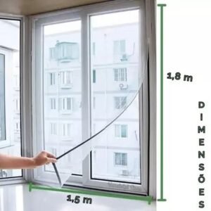 Tela mosquiteiro para janela 150x180cm com velcro anti-inseto autocolante pernilongo removível