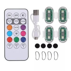 4 pcs rgb led luzes estroboscópicas com controle remoto sem fio para motocicleta , sinal de carro drone 8 cores