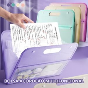 Pasta sanfonada a4 13 camadas – organizador de documentos e provas, arquivo portátil com alça