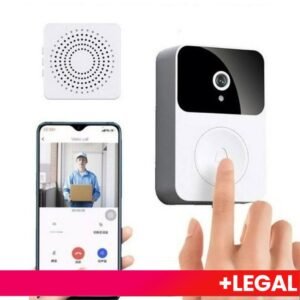 Campainha de vídeo inteligente wi-fi hd sem fio com câmera para casa , recarregável e visível no smartphone .