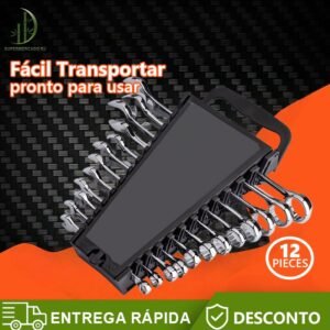 Jogo de chave combinada com 12 peças 6 a 22mm alta resistência aço cromado profissional