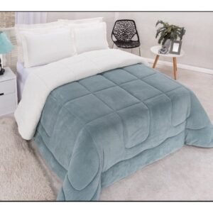 Coberdrom casal queen dupla face sherpa pele de carneiro | edredom macio e aconchegante