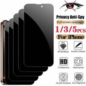 1/3/5 privacidade vidro temperado para iphone 17 16 15 pro max protetor de tela anti-peep frontal anti-spy 14 plus película peep-proof privacy glass 16e 13 12 11