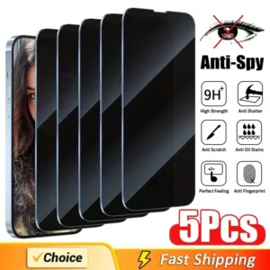 5 pçs capa completa protetor de tela privacidade para iphone 16 11 12 13 14 pro max mini 8k vidro anti-espião 15 17 xr xs