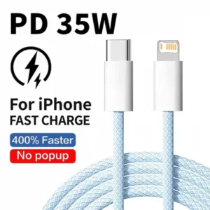 Cabo pd de carga rápida trançado 35w para iphone 13 14 pro max 11 12 mini x xr xs 7 8 plus cabos dados usb-c carregamento rápido 1m 2m