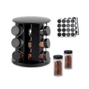 Porta temperos profissional giratório 12 potes vidro oferta com tampa dosadora condimentos imediato