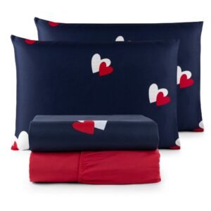 Jogo de lençol casal padrão 04 peças 200 fios cama box estampado toque aveludado macio