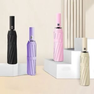 Guarda chuva liso abre e fecha automático reforçado contra vento proteção solar blackout reforço vareta 688/2503