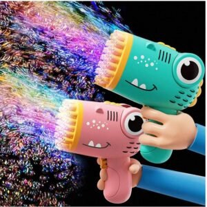 Lançador de bolhas dinossauro com 40 buracos brinquedo divertido para crianças infantil