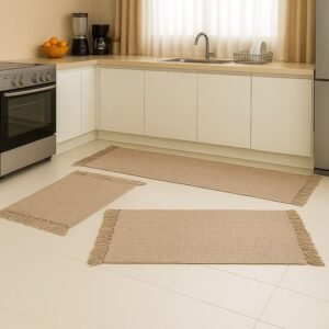 Jogo de cozinha passadeira 3 peças algodão artesanal