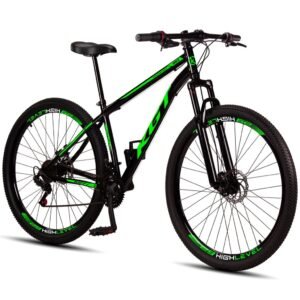 Bicicleta aro 29 kgt aço carbono freios a disco suspensão 21 marchas