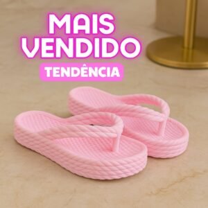 Chinelo nuvem plataforma feminino trançado visual moderno