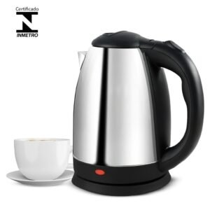 Chaleira elétrica térmica bule com tampa inox 1,8l