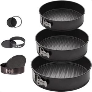 Kit 3 formas com fundo removível antiaderente para torta bolo