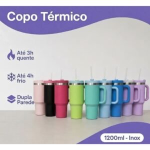Copo garrafa térmica 1200ml resistente – mantém bebidas frias ou quentes por mais tempo
