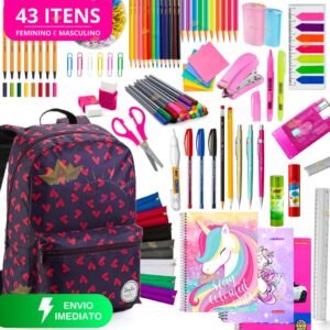 Kit material escolar feminino completo 43 / 42 itens volta as aulas 2025 menina
