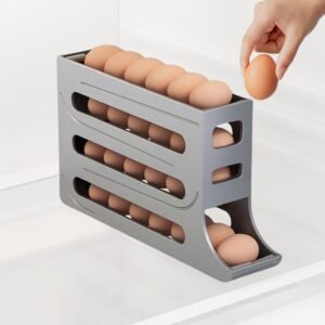 Porta ovos deslizante organizador para geladeira de 4 camadas automática rolantes