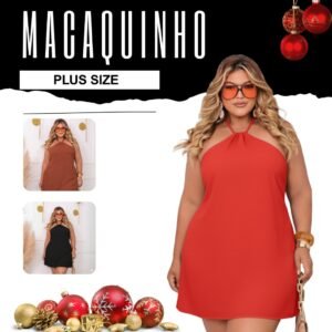 Macaquinho plus size rodado soltinho tendencia boho chique promoção barato candy color natal