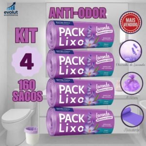 Kit 4 rolos de sacos lixo 10l – 160 unidades | neutraliza odores ideal para pia e banheiro