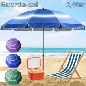Guarda sol grande gigante uv 2,40m item de praia piscina respirável verão articulável