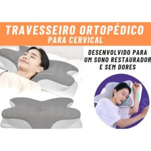 Travesseiro ortopédico borboleta cervical para combate a dores na coluna, de cabeça - viscoelastico fronha lavável