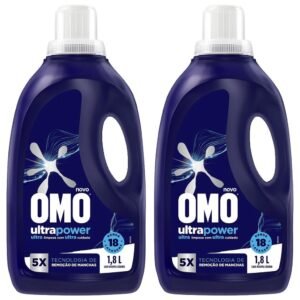 Kit 2 lava-roupas líquido omo ultra power 1,8l