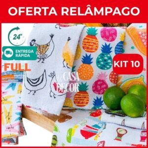 Kit 10 pano de copa atoalhado felpudo grosso 85% algodão envio rápido