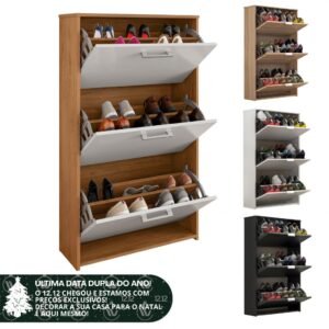 Sapateira 3 portas 18 pares multiuso organizador para sala entrada quarto moderna tenis sandalia