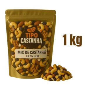 Mix nuts premium 1kg/castanha de caju, castanha do pará, amêndoa, uvas passas, nozes, coco chips, amendoim