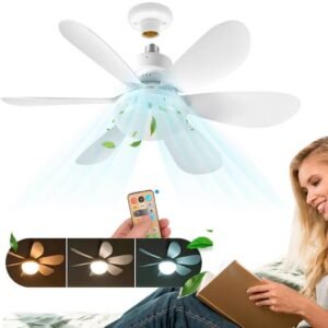 Kit2-4 ventilador lâmpada de teto led silencioso, moderno e com controle remoto,6 hélices, bivolt,prática instalação e27