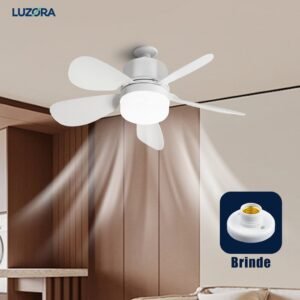 Ventilador de teto com luz silencioso controle remoto economica e27 instalação fácil led bivolt