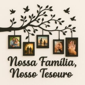 Quadro decorativo em mdf 10x15– árvore com molduras para fotos de família